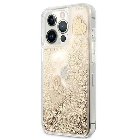 Guess Liquid Glitter Charms - iPhone 13 Pro Max Hülle (Gold)