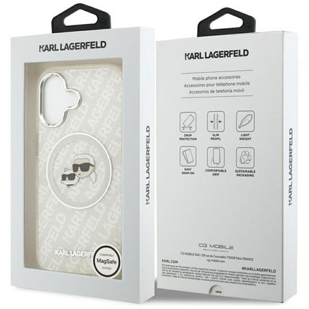 Karl Lagerfeld IML Glitter Karl & Choupette Heads Logo MagSafe - Hülle für iPhone 17 (grau)