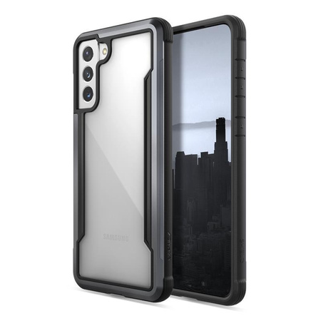 X-Doria Raptic Shield - Samsung Galaxy S21+ alumínium tok (antimikrobiális védelem) (Fekete)