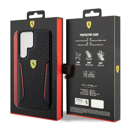 Ferrari Carbon Contrast Edges - pouzdro pro Samsung Galaxy S23 Ultra (černé)