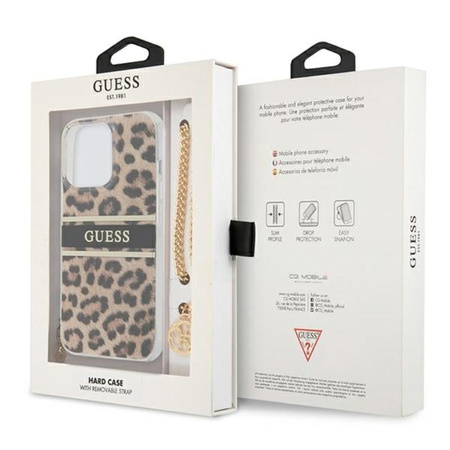 Guess Leopard Gold Chain - Coque iPhone 13 Pro Max