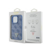 Guess Leather 4G Triangle Strass - Coque iPhone 15 Pro (bleu)