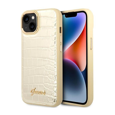 Guess Croco Collection - Coque pour iPhone 14 (Or)