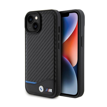 BMW Leather Carbon Blue Line - iPhone 15 Case (black)