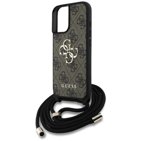 Guess 4G Big Logo Cord Strap Crossbody - Case for iPhone 16 Plus (brown)