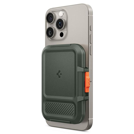 Spigen Lock Fit MagSafe - mágneses pénztárca (katonai zöld)