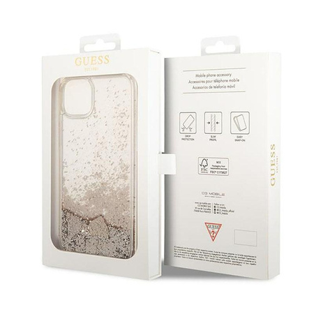 Guess Liquid Glitter Charms - pouzdro pro iPhone 14 Plus (zlaté)