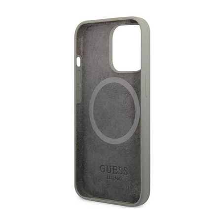 Guess Silicone Logo Plate MagSafe - Hülle für iPhone 13 Pro (Grau)