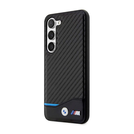 BMW Leather Carbon Blue Line - Etui pour Samsung Galaxy S23+ (noir)