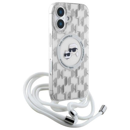 Karl Lagerfeld IML Crossbody Monogramm Karl & Choupette Head MagSafe - iPhone 16 Tasche (Transparent)