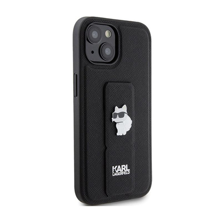 Karl Lagerfeld Gripstand Saffiano Choupette Pins - pouzdro pro iPhone 15 (černé)