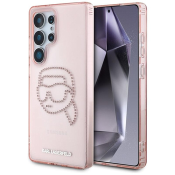 Karl Lagerfeld Rhinestones Karl Head Logo - Hülle für Samsung Galaxy S25 Ultra (Rosa)
