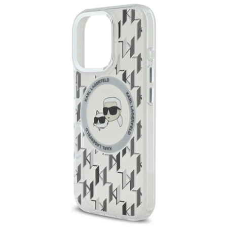 Karl Lagerfeld IML Monogram Karl & Choupette Head MagSafe - Hülle für iPhone 16 Pro (transparent)