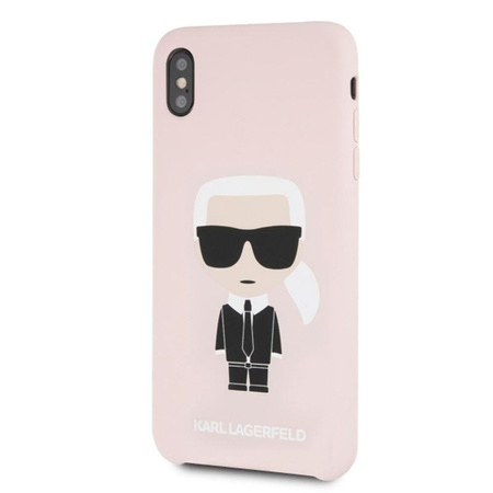 Karl Lagerfeld Silicone Iconic - pouzdro pro iPhone Xs Max (světle růžové)