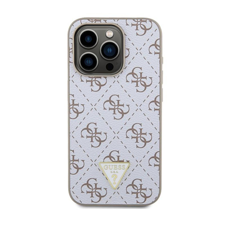 Guess 4G Triangle Metal Logo - pouzdro pro iPhone 15 Pro Max (bílé)
