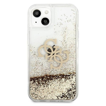 Guess Liquid Glitter 4G Big Logo - pouzdro pro iPhone 13 mini (zlaté)