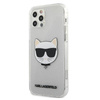 Karl Lagerfeld Choupette Head Glitter - pouzdro pro iPhone 12 / iPhone 12 Pro (stříbrné)