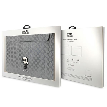 Karl Lagerfeld NFT Saffiano Monogram Iconic Karl Sleeve - 14" notebook tok (ezüst)
