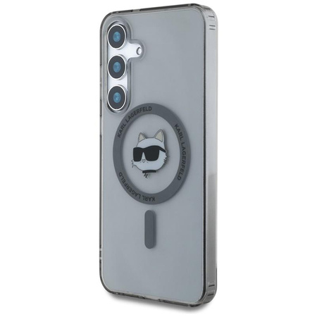 Karl Lagerfeld Button Choupette Head s potiskem loga MagSafe - pouzdro pro Samsung Galaxy S25+ (černé)
