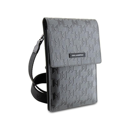 Karl Lagerfeld Saffiano Mongram Plaque - Smartphone- und Zubehörtasche (Silber)