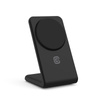 Crong MagSpot Stand - 2-in-1 drahtloses Ladegerät mit MagSafe für iPhone und AirPods (Shadow Black)