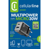 Cellularline Multipower Micro GaN - USB-C & USB-A Power Delivery 30W mains charger (black)