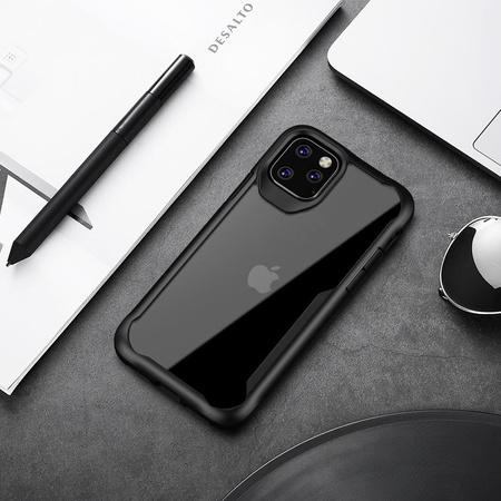 Crong Hybrid Clear Cover - iPhone 11 Pro Gehäuseset (schwarz) + 9H Hybridglas
