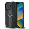 Guess 4G Étui MagSafe à rayures imprimées - iPhone 16 Pro (noir)