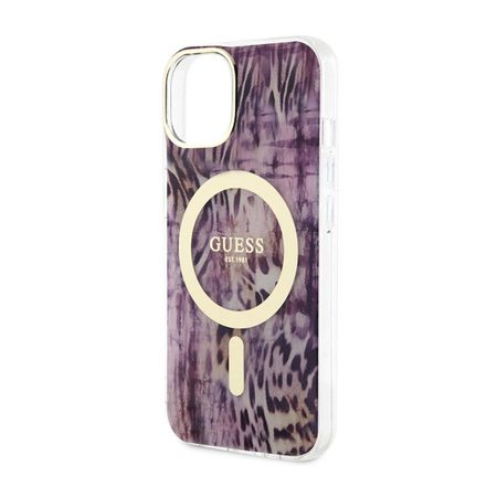 Guess Leopard MagSafe - iPhone 14 Tasche (Rosa)