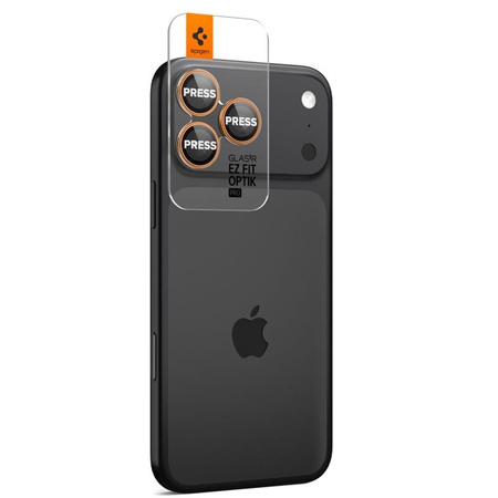 Spigen Optik Pro GLAS.TR EZ Fit Camera Protector 2-Pack - Schutzglas für Kameralinse für iPhone 16 Pro / 16 Pro Max / 17 Pro / 17 Pro Max (Orange)