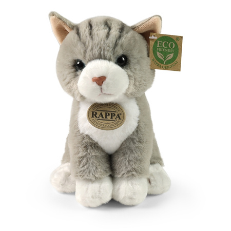 Rappa - Peluche realistico mascotte gatto grigio seduto 23 cm Eco-Friendly Soft Collection