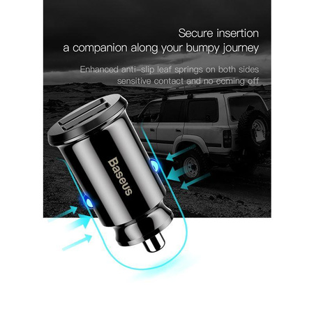 Baseus Grain - Ładowarka samochodowa 2 x USB, 5 V / 3.1 A (czarny)