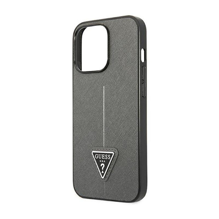 Guess Saffiano Triangle Logo Case - Case for iPhone 14 Pro (Silver)