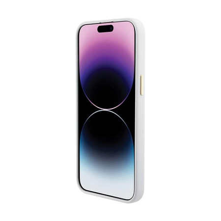 Coque Guess Silicone Logo Strass 4G - iPhone 15 Pro Max Case (blanc)
