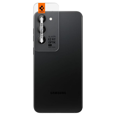 Spigen Optik Pro GLAS.TR EZ Fit Camera Protector 2-Pack - Objektívvédő üveg 2 db. samsung Galaxy S23 / S23+ készülékhez (fekete)
