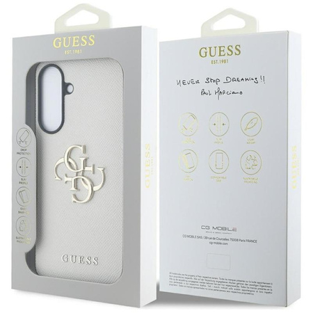 Guess Grained Big 4G Logo Small Classic Logo - pouzdro pro Samsung Galaxy A56 5G (béžové)