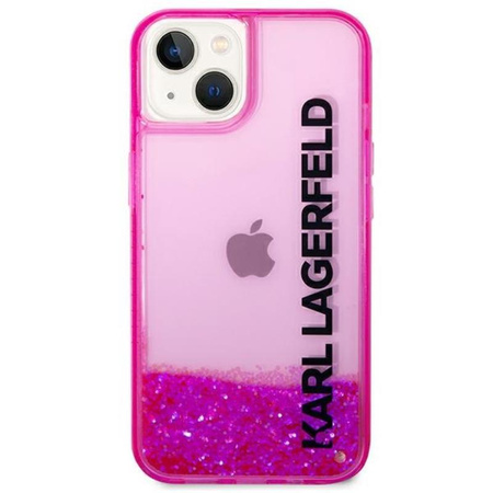 Karl Lagerfeld Liquid Glitter Translucent Elongated Logo Case - Hülle für iPhone 14 Plus (Pink)