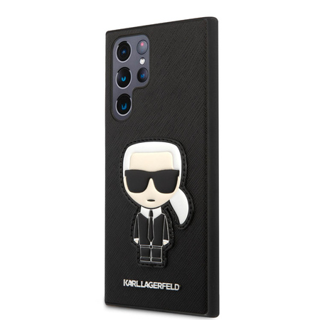 Karl Lagerfeld Saffiano Ikonik Patch - pouzdro pro Samsung Galaxy S22 Ultra (černé)
