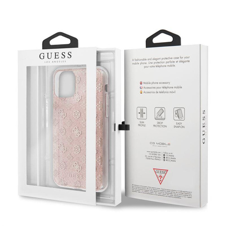 Guess 4G Peony Solid Glitter - pouzdro pro iPhone 11 (růžové)