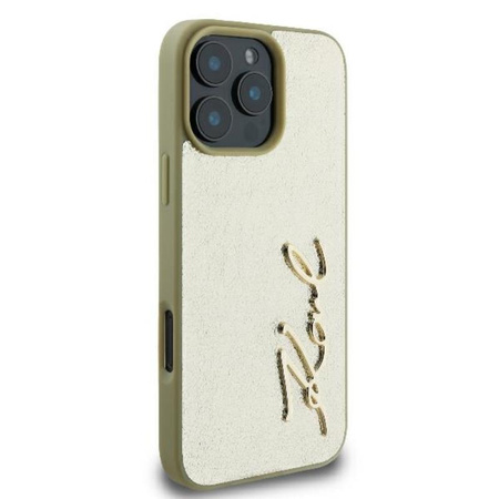 Karl Lagerfeld Metal Signature - Hülle für iPhone 16 Pro (gold)