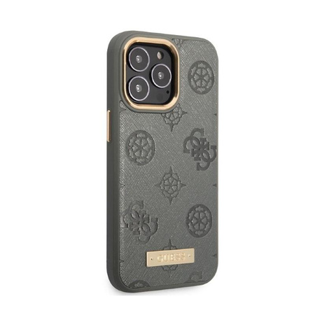 Guess Peony Logo Plate MagSafe - Hülle für iPhone 13 Pro (Grau)