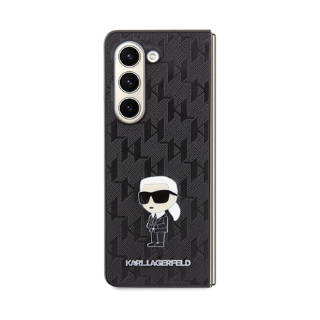 Karl Lagerfeld NFT Saffiano Monogramm Ikonik Pin - Samsung Galaxy Z Fold 5 Gehäuse (schwarz)
