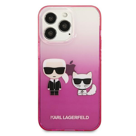 Karl Lagerfeld Gradient Ikonik Karl & Choupette - Coque iPhone 13 Pro (rose)