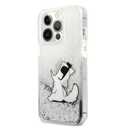 Karl Lagerfeld Liquid Glitter Choupette Fun - iPhone 13 Pro Case (silver)
