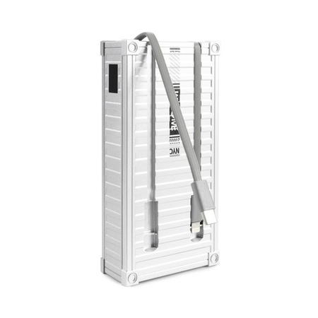 WEKOME WP-341 Container Series - Power bank 20000 mAh Super Charging with built-in USB-C & Lightning PD 20W + QC 22.5W cable (Silver)