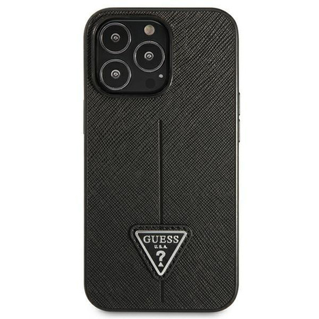 Guess Saffiano háromszög logós tok - iPhone 13 Pro tok (fekete)