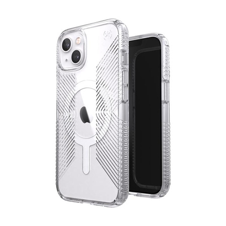 Speck Presidio Perfect-Clear s gripy + MagSafe - pouzdro pro iPhone 13 s povrchovou úpravou MICROBAN (čiré)