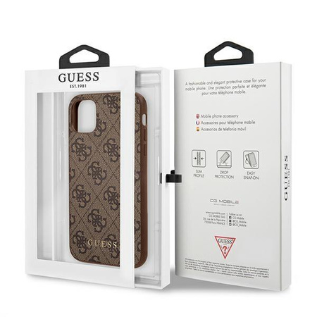 Guess 4G Metal Gold Logo - pouzdro pro iPhone 11 Pro (hnědé)