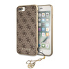 Guess 4G Charms Collection - pouzdro s přívěskem pro iPhone 8 Plus / 7 Plus (hnědé)