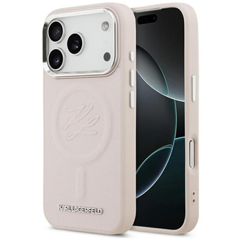 Karl Lagerfeld Initial & Metal Logo MagSafe - Hülle für iPhone 17 Pro Max (rosa)